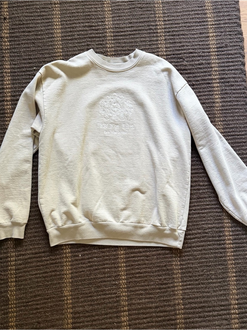 Light Cream Crewneck Sweatshirt with Subtle Embroidered Logo